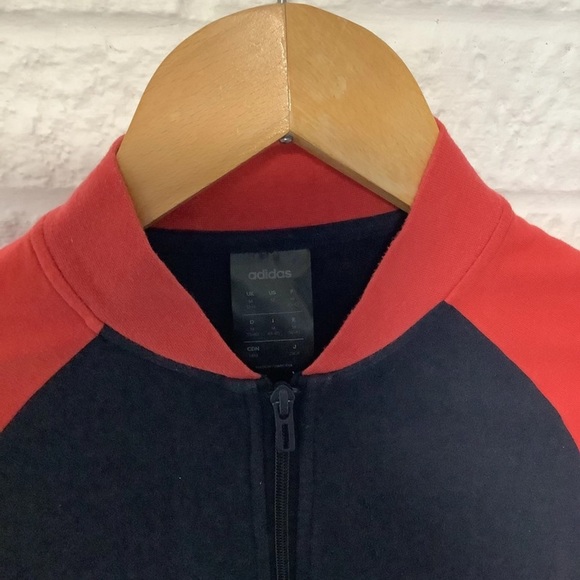 Adidas Full Zip Sweatshirt - Size M 12-14 - Red & Navy - P2P 18” - Picture 6 of 8